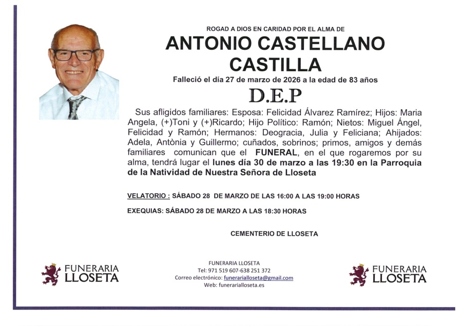 Esquela de ANTONIO CASTELLANO CASTILLA